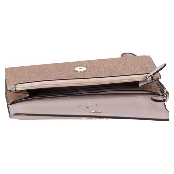 Kate Spade Glimmer Boxed Medium Flap Phone Wristlet Wallet Gold Glitter Holiday - Picture 4 of 6